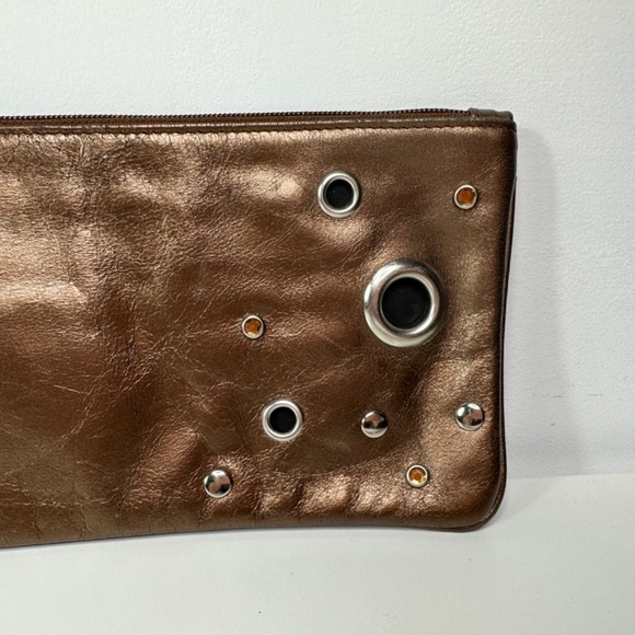 Hobo International Metalic Brow Lauren Clutch Wallet Grommets Rhinestone Accents - Picture 4 of 8